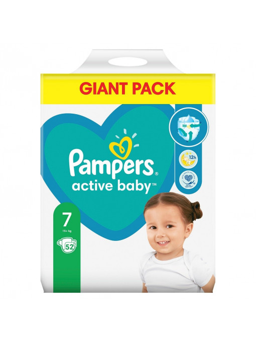 Ingrijire copii, pampers | Pampers active baby scutece copii nr.7 pachet 52 bucati | 1001cosmetice.ro
