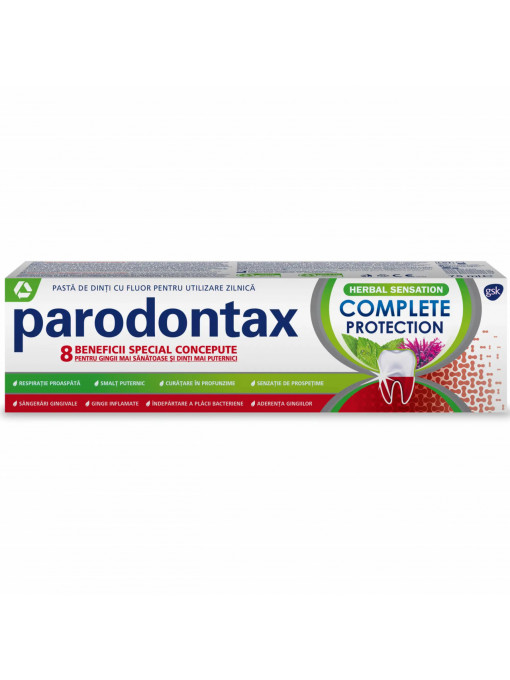 Parodontax | Pasta de dinti herbal sensation pentru protejarea si intarirea gingiilor si dintilor, complete protection, parodontax, 75 ml | 1001cosmetice.ro