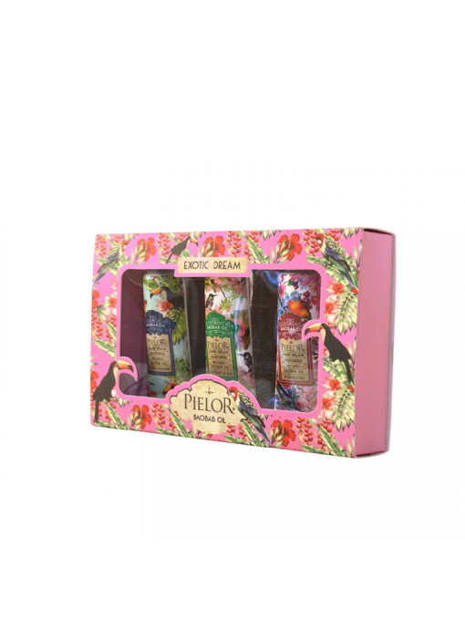 Crema maini, pielor | Pielor exotic dream collection pink set 3 mini creme de maini | 1001cosmetice.ro