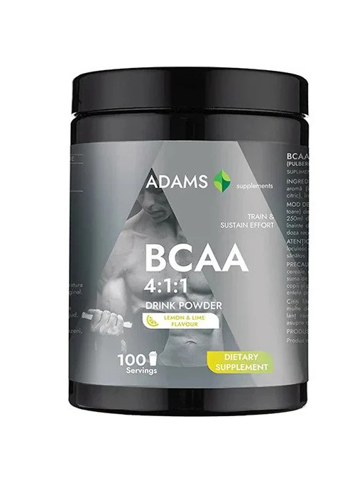 Suplimente &amp; produse bio, adams | Pudra bcaa 4:1:1 aroma lamaie lime adams, 400gr | 1001cosmetice.ro