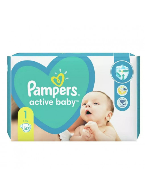 Copii, pampers | Scutece pentru copii, active babby nr.1, 2-5 kg., giant pack 43 bucati, pampers | 1001cosmetice.ro