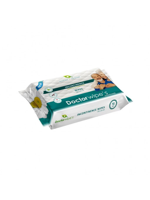 Servetele umede igienice pentru incontinenta adulti, 24 cm x 22 cm, Doctor Wipes Incontinence, 72 bucati