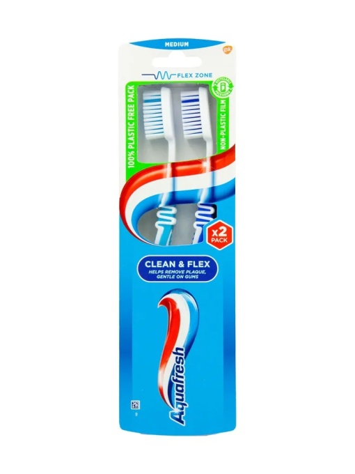 Igiena orala | Set 2 periute de dinti clean & flex medium, aquafresh | 1001cosmetice.ro
