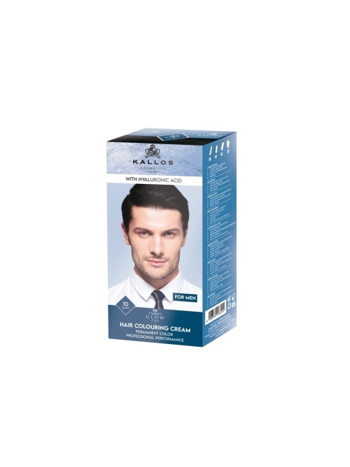 Vopsea de par pentru barbati, Kallos Glow, 10 Negru, 60 ml