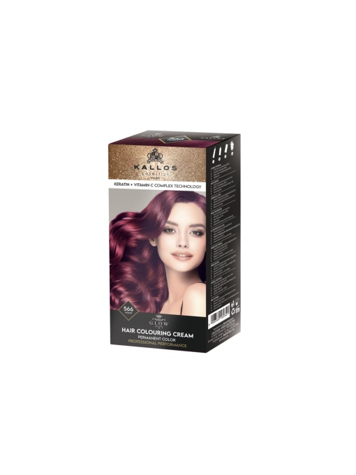 Par | Vopsea pentru par, kallos glow, rosu violet 566 | 1001cosmetice.ro