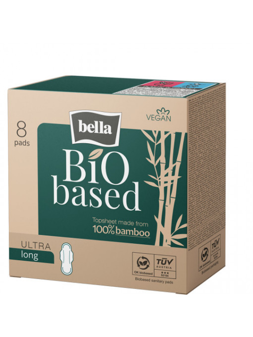 Igiena intima | Absorbante bio based 100% bamboo ultra long, bella 8 bucati | 1001cosmetice.ro