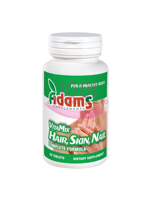 Adams supplements hair - skin - nail compete formula cutie 30 pastile 1 - 1001cosmetice.ro