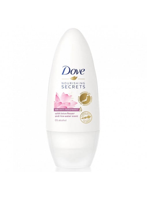 Produse cosmetice online - 1001cosmetice.ro | Anti-perspirant roll-on, lotus flower and rice water, dove, 48h, 50 ml | 1001cosmetice.ro