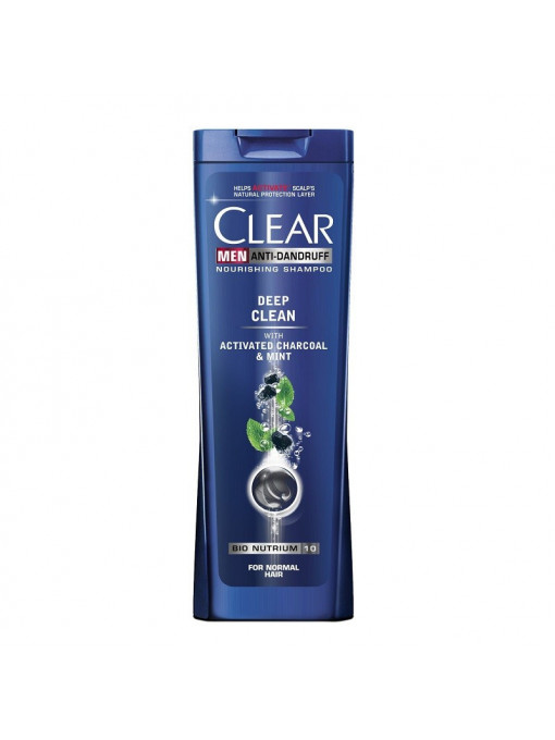 Par, clear | Clear men deep clean sampon antimatreata with charcoal si menta | 1001cosmetice.ro