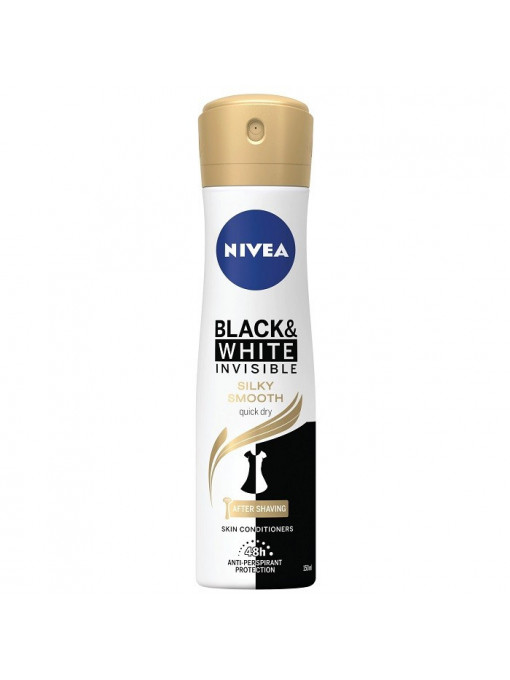 Spray &amp; stick dama, nivea | Deodorant anti-perspirant spray 48h black white invisible silky smooth, nivea, 150 ml | 1001cosmetice.ro