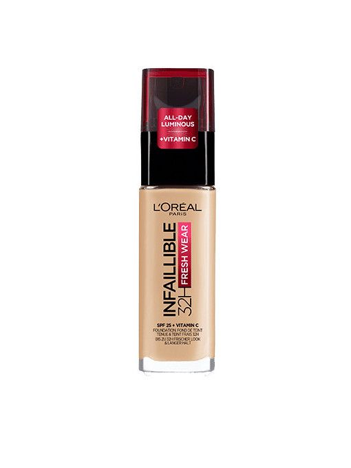 Fond de ten rezistent la transfer L'Oreal Paris Infaillible 32H Fresh Wear, Beige Linen 100, 30 ml