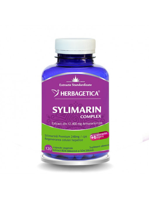 Herbagetica suplimente alimentare sylimarin complex 120 de capsule 1 - 1001cosmetice.ro