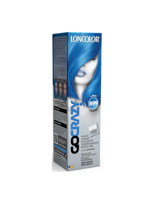 LONCOLOR GO CRAZY MASCA CREMA COLORANTA SEMIPERMANENTA PENTRU PAR B99 GoBLUE!