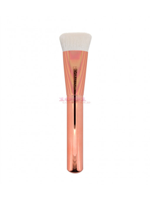Accesorii machiaj, makeup revolution | Makeup revolution ultra metal flat contouring pensula f304 | 1001cosmetice.ro