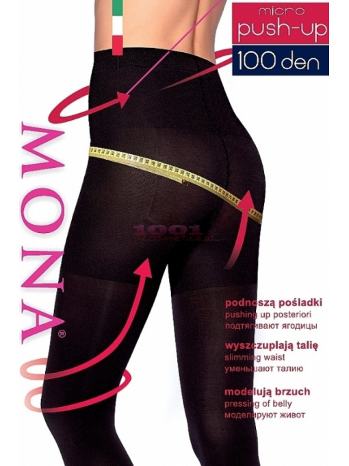 Mona | Mona push-up ciorapi 100 den culoarea negru | 1001cosmetice.ro