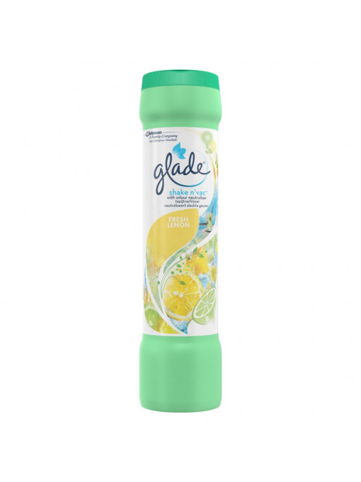 Glade | Neutralizator de miros pentru covoare, pudra, shake n'vac fresh lemon, glade, 500 g | 1001cosmetice.ro