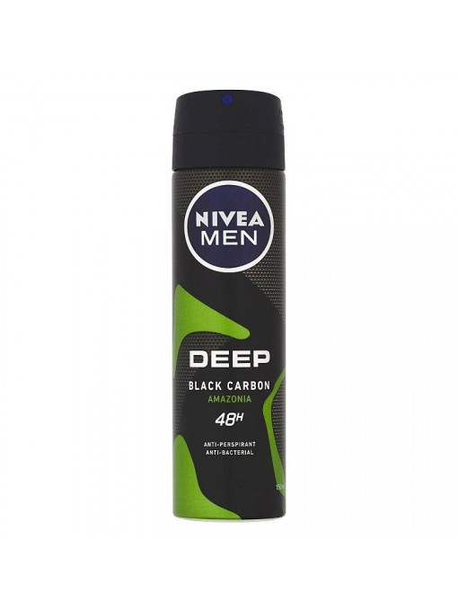 Spray &amp; stick barbati, nivea | Nivea men deep black carbon amazonia 48h antiperspirant deo spray | 1001cosmetice.ro