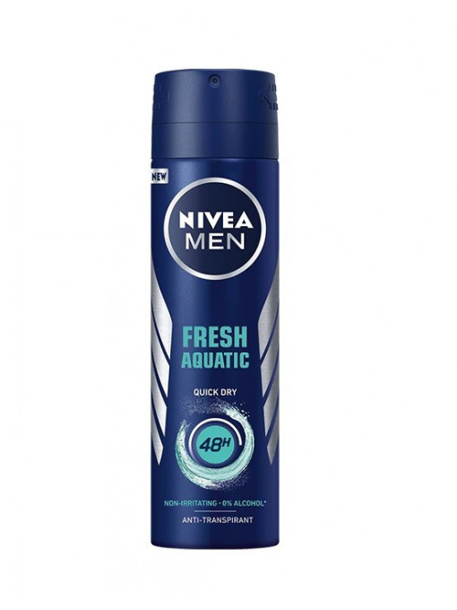 Parfumuri barbati, nivea | Nivea men fresh aquatic 48h antiperspirant deodorant spray | 1001cosmetice.ro