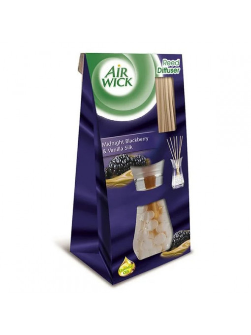 Odorizant Reed Diffuser Air Wick, betisoare parfumate Midnight Blackberry & Vanilla Silk