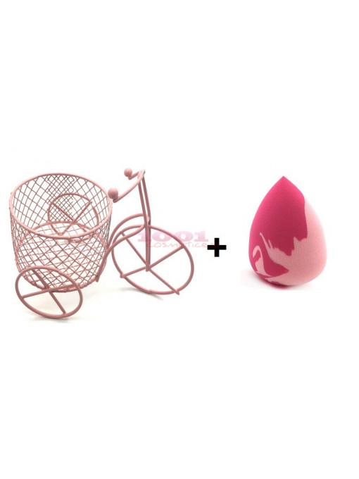 Rial makeup accessories marble pink latex free burete pentru machiaj + suport pink bicycle set 1 - 1001cosmetice.ro
