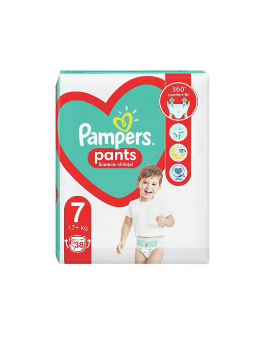 Scutece chilotei pentru copii, Baby Dry Pants Pampers, Nr.7, 17+ Kg, pachet 38 bucati