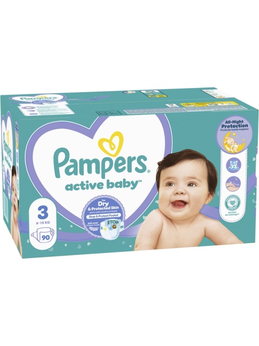 [Scutece pentru copii, active babby nr.3, 6-10 kg., giant pack 90 bucati, pampers - 1001cosmetice.ro] [1]