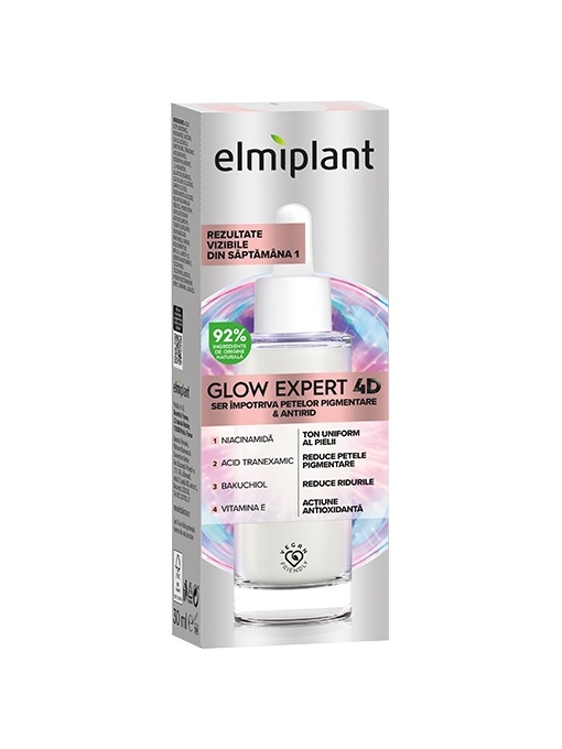 Seruri &amp; fiole, elmiplant | Ser antirid impotriva petelor pigmentare glow expert 4d, elmiplant, 30ml | 1001cosmetice.ro