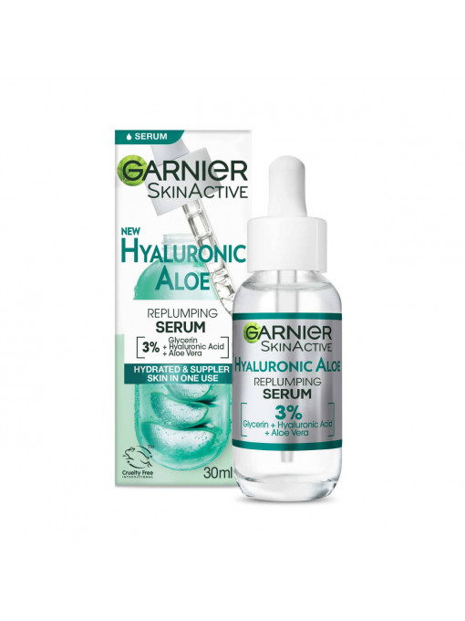 Ten, garnier | Serum cu acid hialuronic skin naturals hyaluronic aloe pentru reumplerea tenului, garnier, 30 ml | 1001cosmetice.ro