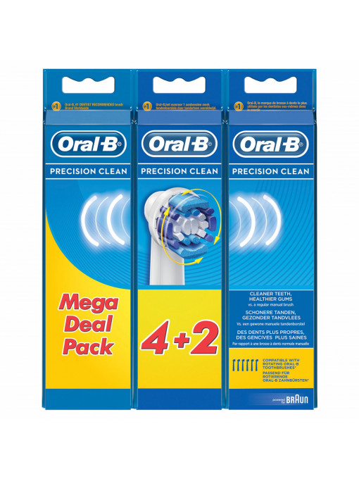 Oral-b | Set 4+2 cap - rezerva periuta de dinti electrica, precision clean, oral-b | 1001cosmetice.ro
