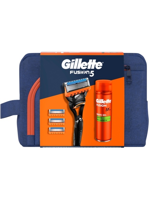 Gillette | Set cadou pro glide: aparat de ras + 3 lama rezerva + gel de ras fusion sensitive, 200 ml + geanta voiaj, gillette | 1001cosmetice.ro