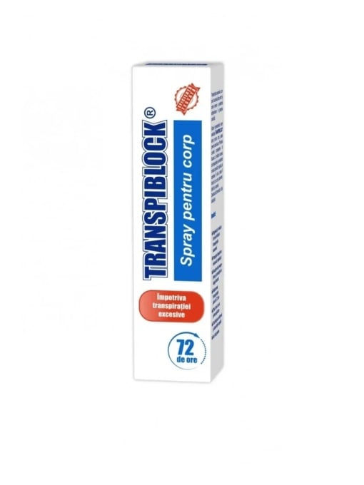 Spray corp, transpiblock | Spray pentru corp impotriva transpiratiei excesive 72 de ore, transpiblock, 100 ml | 1001cosmetice.ro