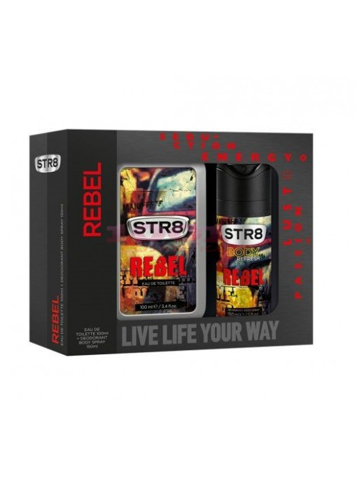 Str8 rebel live apa de toaleta + deodorant spray set 1 - 1001cosmetice.ro