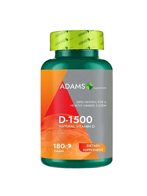 Supliment alimentar vitamin D D-1500, Adams, 180 tablete