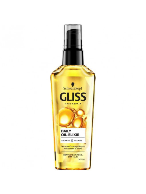 Par | Ulei pentru parul uscat si foarte deteriorat, daily oil-elixir glisss, 75 ml | 1001cosmetice.ro