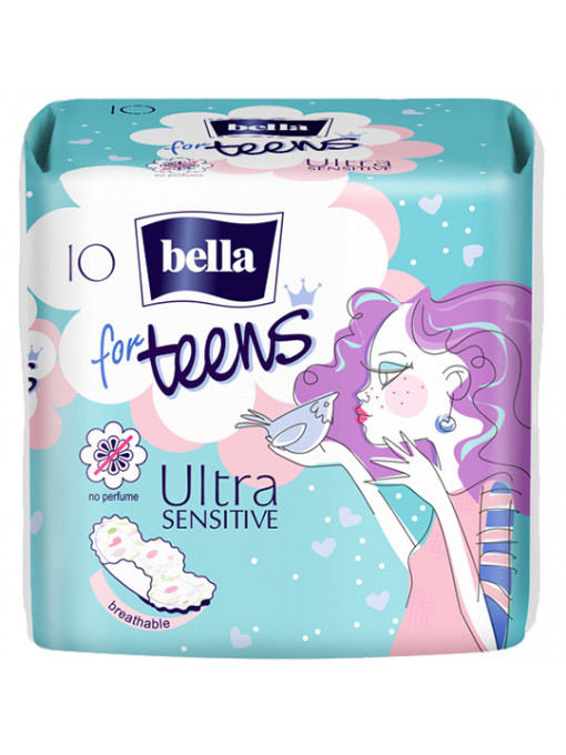 Absorbante for teens ultra sensitive no perfume, bella 10 bucati 1 - 1001cosmetice.ro
