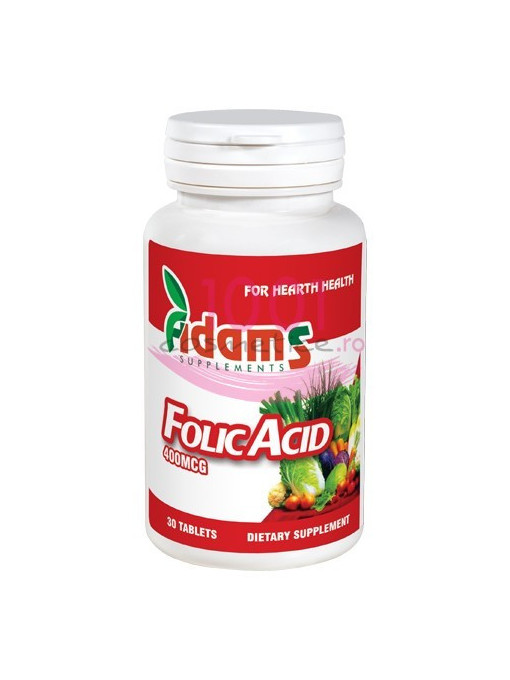 Suplimente &amp; produse bio, afectiuni: cardiovascular | Adams supplements folic acid 400 mg cutie 120 tablete | 1001cosmetice.ro