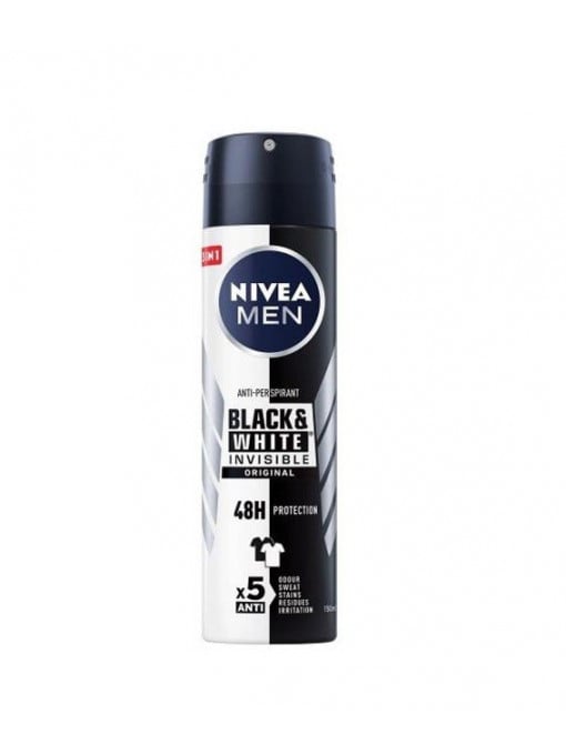 Parfumuri barbati | Antiperspirant deo spray 48h, invisible black & white, nivea men | 1001cosmetice.ro