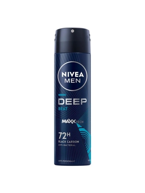 Antiperspirant deo spray Nivea Men Deep Beat, black carbon, 150 ml