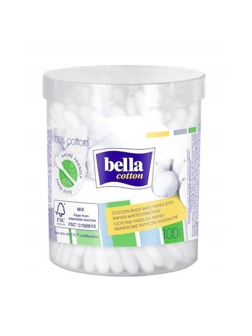 Corp | Betisoare igienice pentru urechi, bumbac 100%, cutie 100 bucati, bella | 1001cosmetice.ro