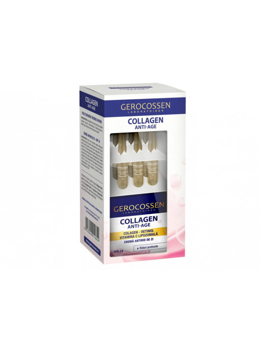 Ten | Caseta collagen anti-age tratament antirid: fiole + crema antirid de zi gerocossen | 1001cosmetice.ro