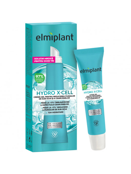 Crema gel pentru reducerea pungilor de sub ochi si a cearcanelor, Hydro X-Cell Elmiplant, 30 ml