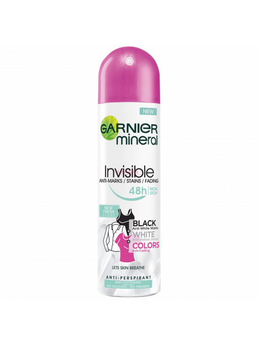 Garnier deodorant anti-perspirant 48h invisible black white and colors new fresh 1 - 1001cosmetice.ro