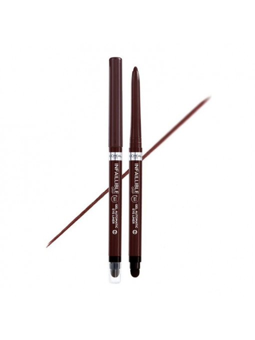 Gel automatic eyeliner, creion retractabil cu buretel pentru ochi, loreal infaillible brown denim 004 1 - 1001cosmetice.ro