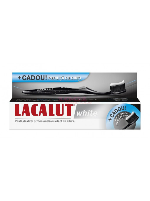 Lacalut | Lacalut white pasta de dinti 75 ml + periuta de dinti black edition cadou | 1001cosmetice.ro