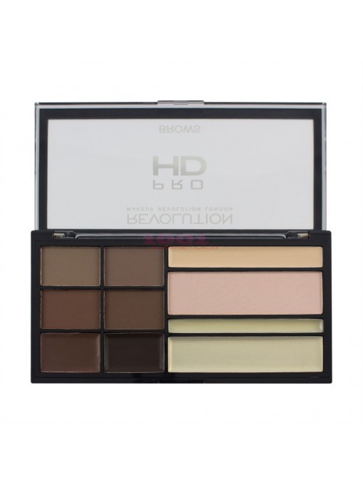 Makeup revolution london pro hd contour and highlighters and brow palette 1 - 1001cosmetice.ro