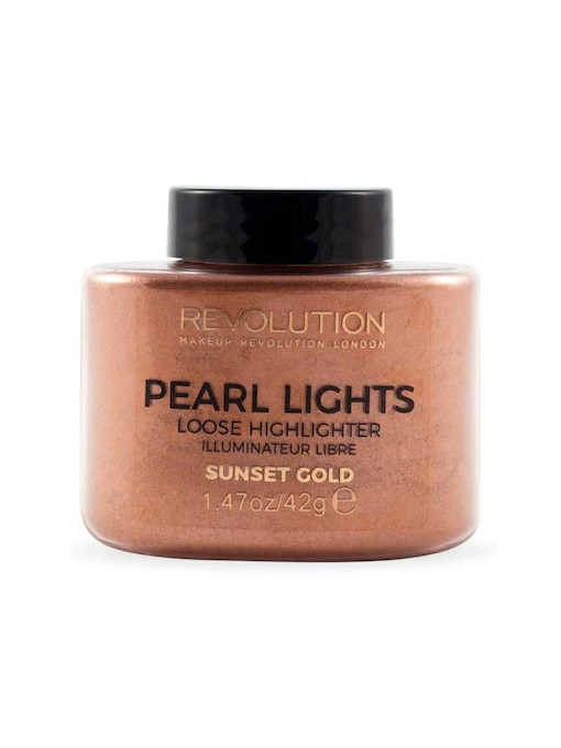Highlighter (iluminator), makeup revolution | Makeup revolution pearl lights loose highligter sunset gold iluminator pudra | 1001cosmetice.ro
