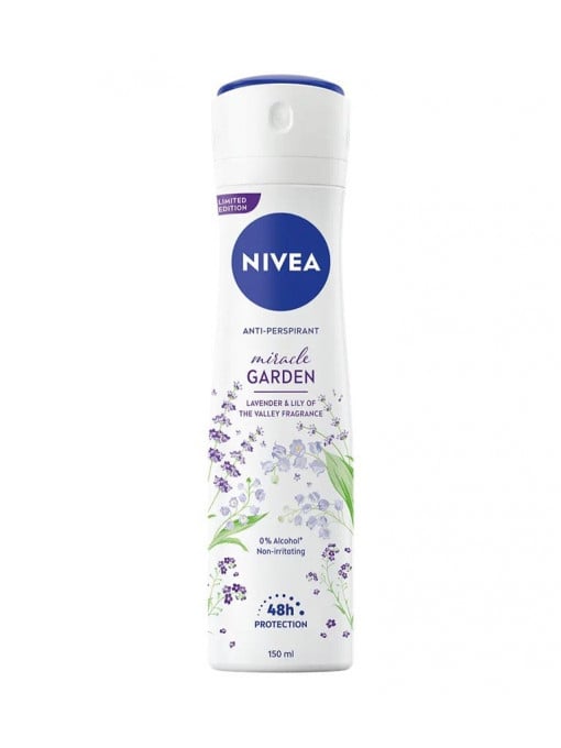 Spray &amp; stick dama | Nivea miracle garden lavanda si lacramioare fragance 48h protection spray antiperspirant | 1001cosmetice.ro