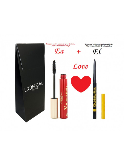1001cosmetice.ro | Pachet love, loreal volumissime royal + maybelline the colossal kajal 12h | 1001cosmetice.ro