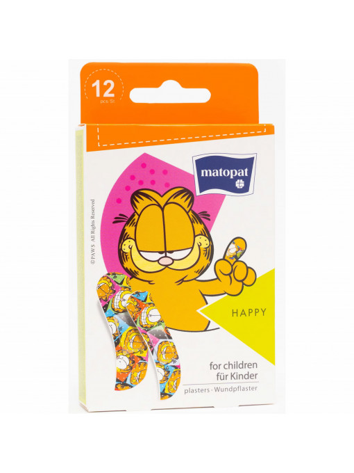 Plasturi pentru copii Happy Garfield, Bella Matopat, 12 bucati