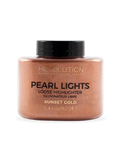 Make-up, makeup revolution | Pudra iluminatoare pearl lights loose highlighter sunset gold, makeup revolution, 25 g | 1001cosmetice.ro